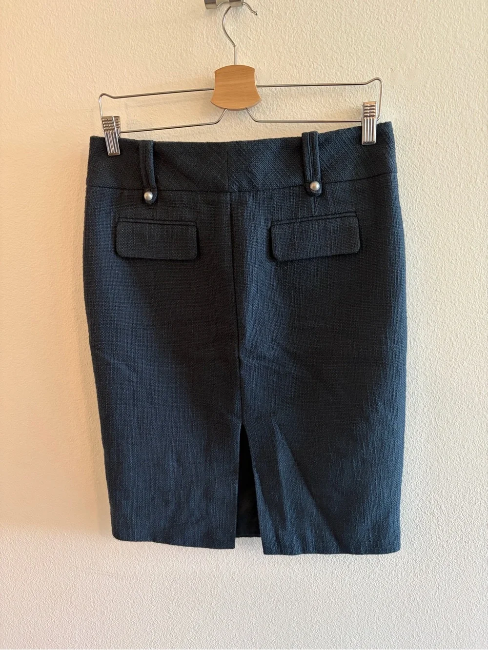 Club Monaco Dark Navy Pencil Skirt with Pearl Buttons - Picture 2 of 3
